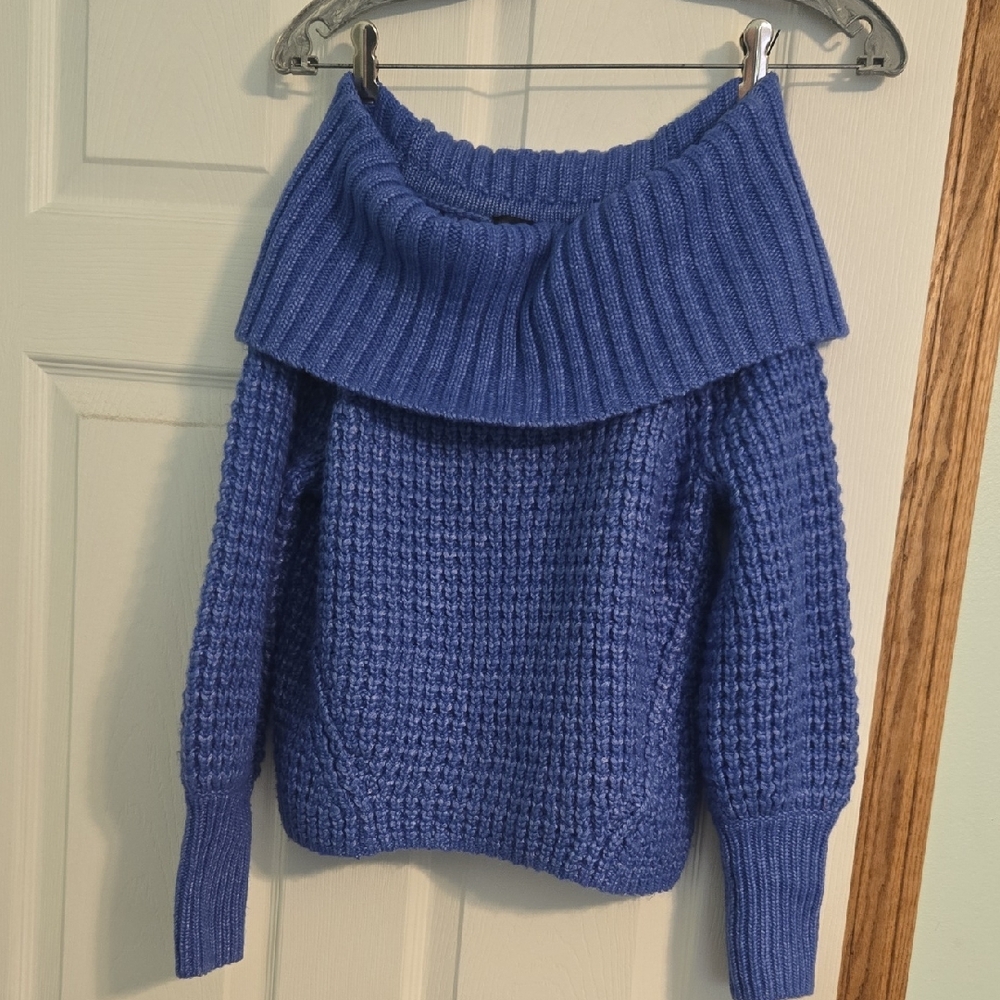 Express Blue Off-the-Shoulder Sweater